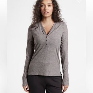 Women's Grey Athleta Uptempo Ribbed Cardigan / Henley - M